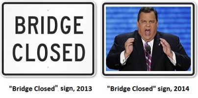 As as result of the Washington bridge traffic scandal, the "Bridge Closed" sign has been redesigned.